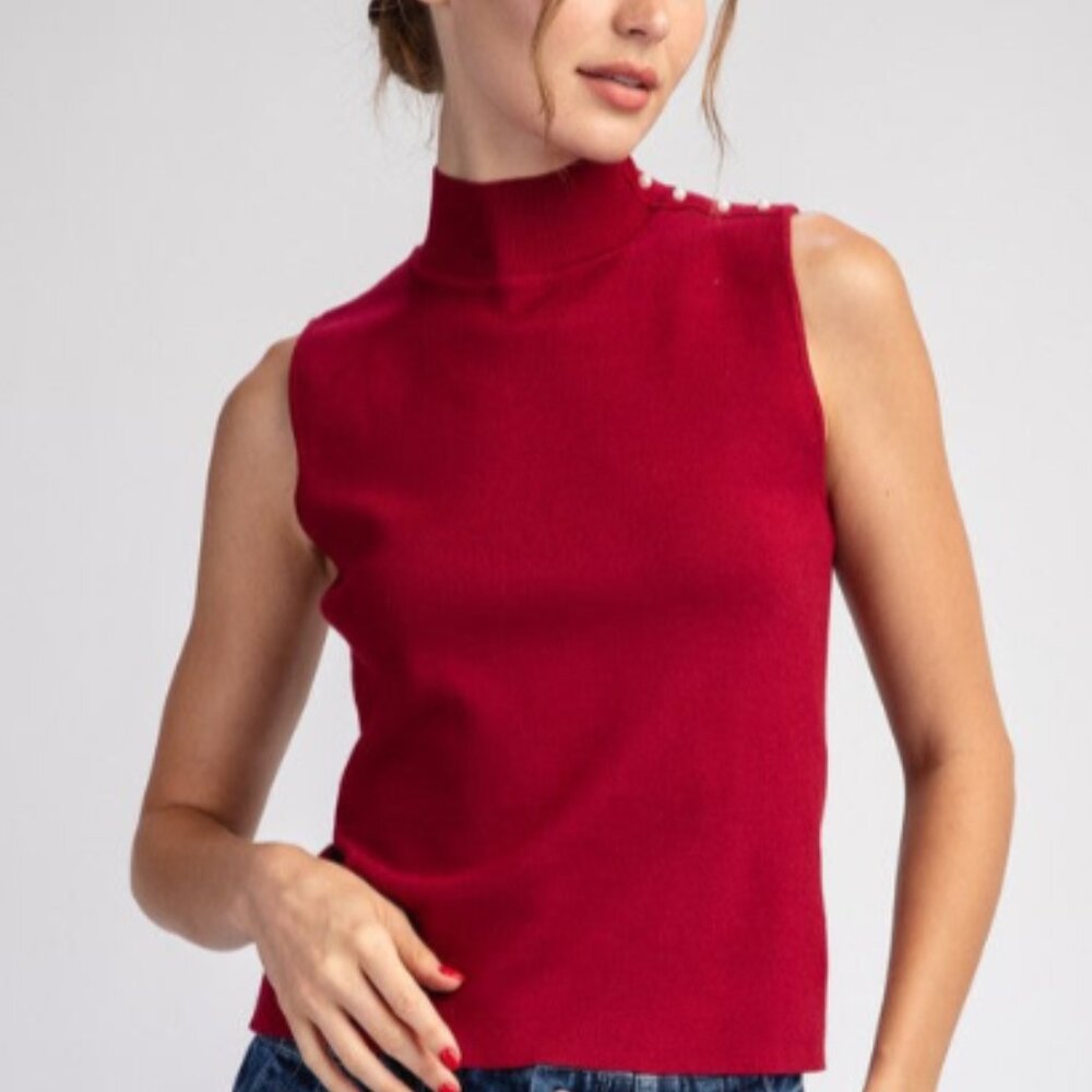 NWT Eesome  sleeveless ribbed mock neck sweater (Size: L)